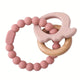 Soothing Silicone & Wooden Rattle - Pink